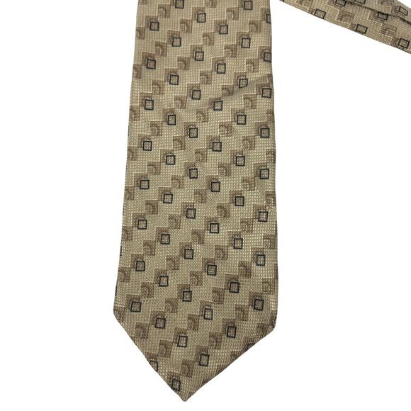 Crazy Horse Mens Gold Silk Geometric Pattern Necktie Claiborne Company - Picture 2 of 4